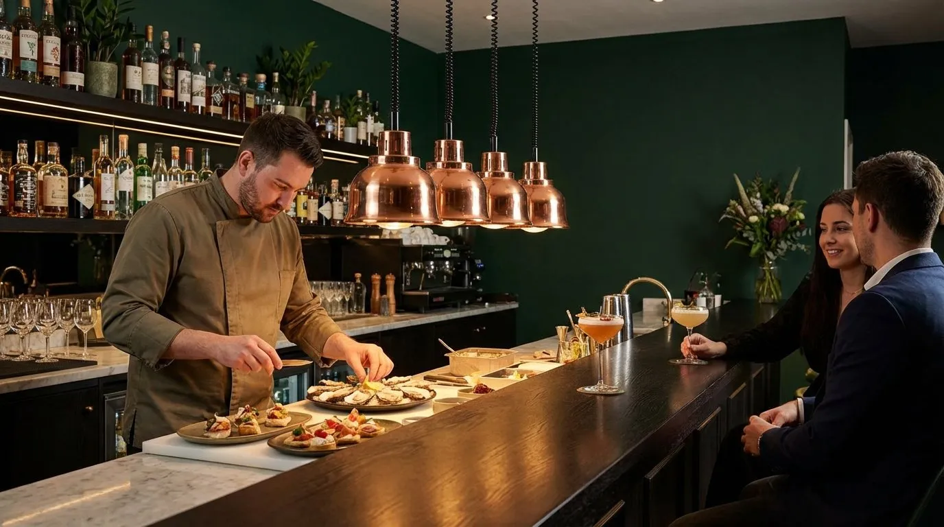 Open kitchen counter at Stillroom Madrid