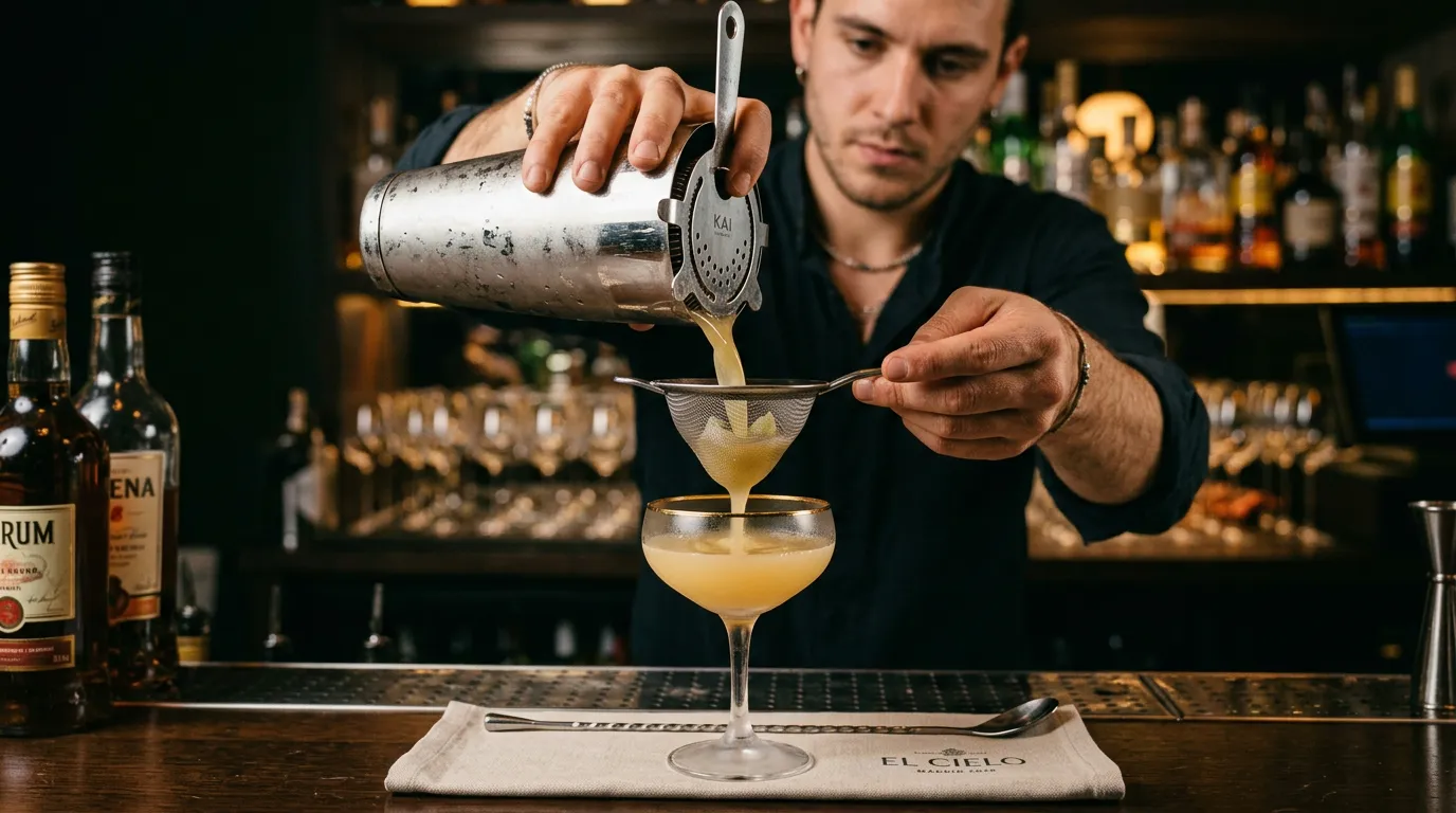 Doble colado de daiquiri clásico en copa coupe fría
