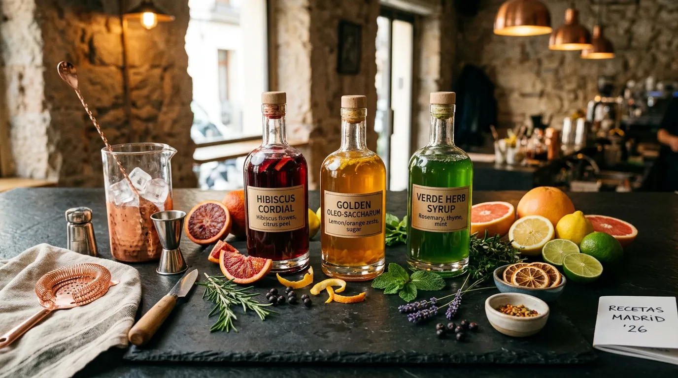 Artisanal homemade cordials for signature cocktail making