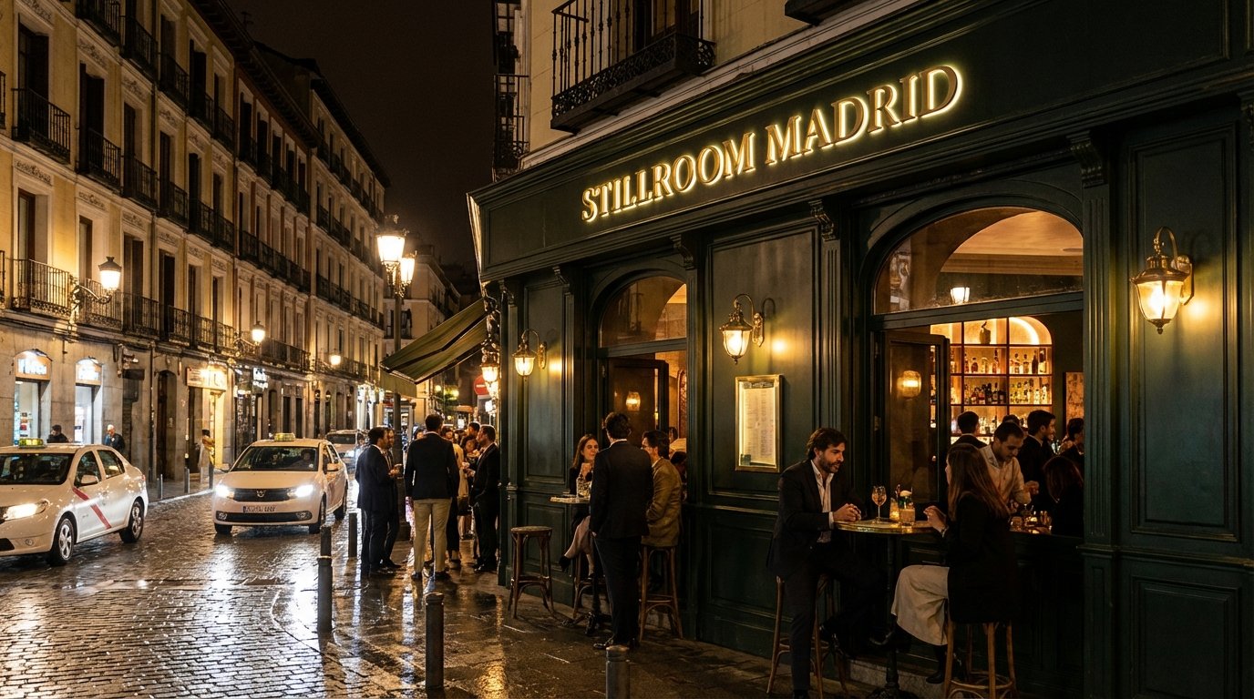 Fachada de Stillroom Madrid, gastro cocktail bar en Los Jerónimos