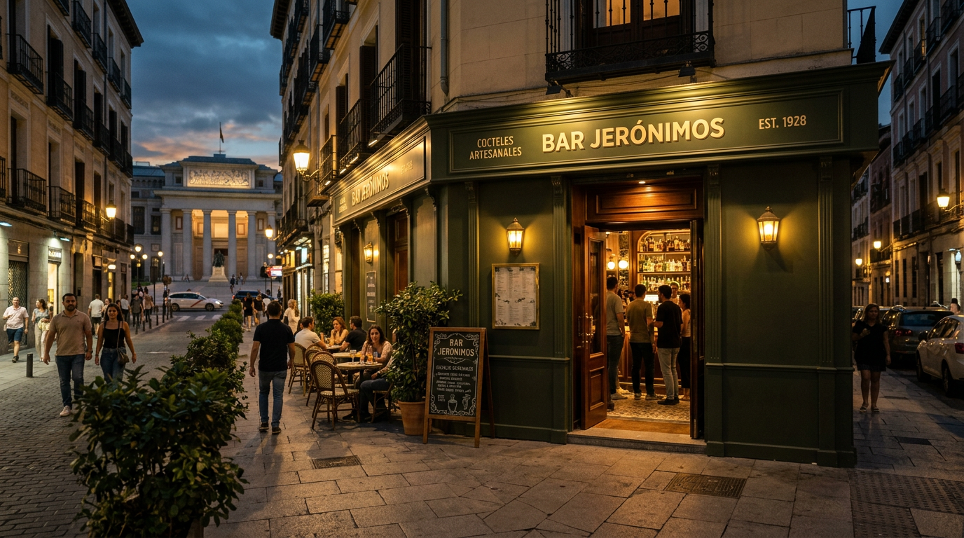 Coctelería de autor en el barrio de los Jerónimos, cerca del Museo del Prado, Madrid