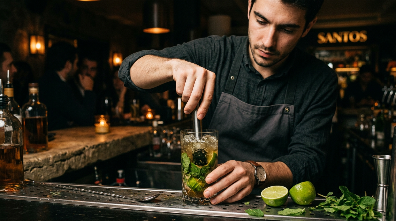 Macerado de hierbabuena fresca para mojito con técnica profesional
