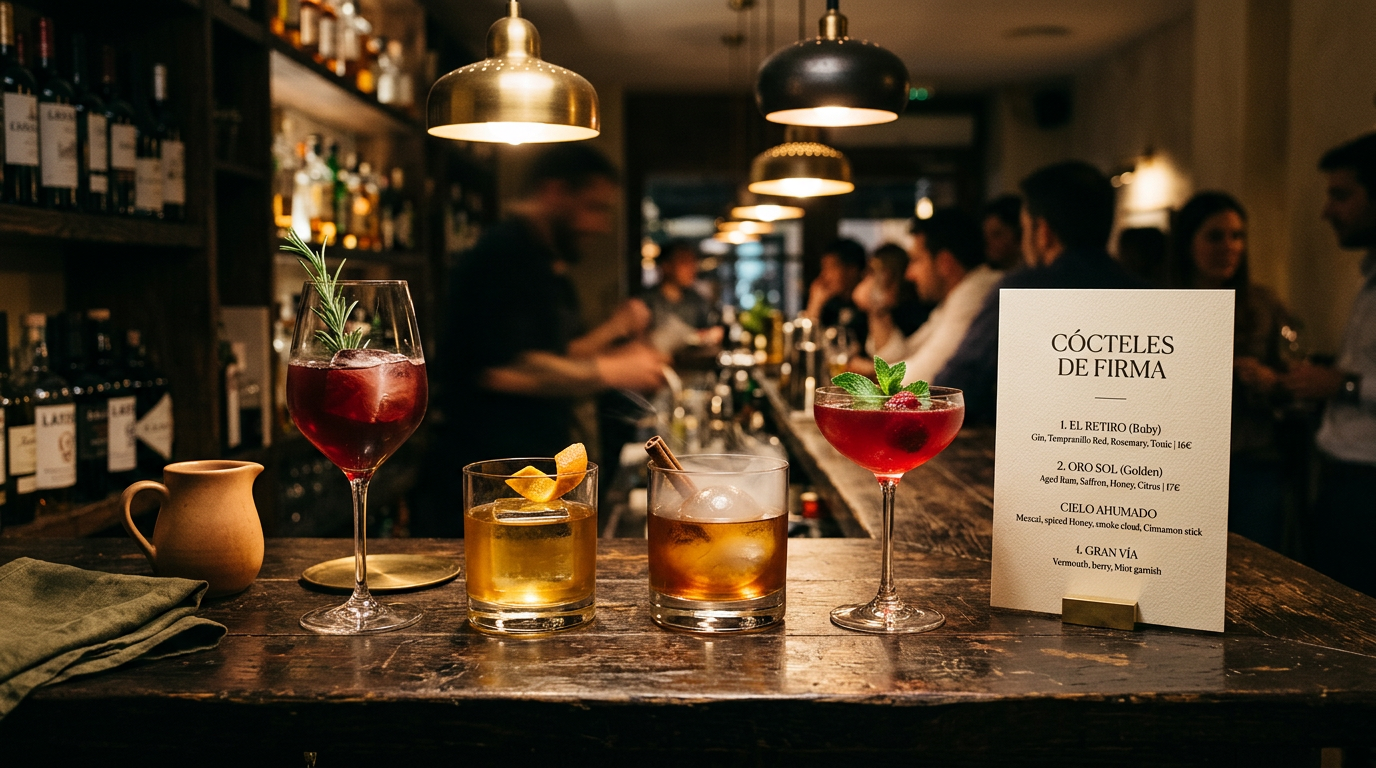 Carta de cócteles de autor de Stillroom Madrid con creaciones exclusivas