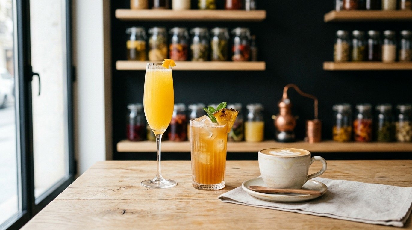 Mimosa, tepache de piña asada y café: las bebidas del brunch de Stillroom, gastro cocktail bar cerca del Retiro (Madrid)